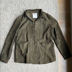Sezane Suede Will Jacket Olive Green